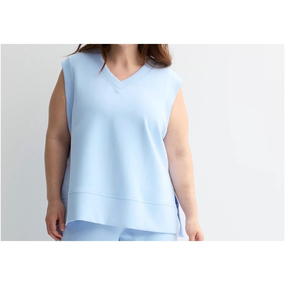 Tek Gear Ultracomfort Womens XXL V-Neck Vest Sleeveless‎ Top Blue WT44A162RS
